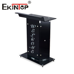 แท่นยืนพูดทำจากกระจกสีดำทันสมัย พร้อมชั้นวางของแบบพกพา เหมาะสำหรับห้องประชุม โบสถ์ และพิธีต่างๆ - Product Image 6