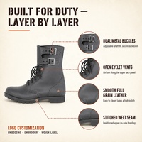Fabricant de bottes tactiques KMS, bottes de sécurité personnalisées, boucle, cuir pleine fleur, bottes tactiques professionnelles pour hommes