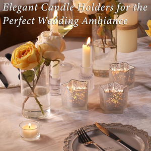 Portavelas de Cristal Mercurizado Blanco Escarchado con Forma de Estrella, Recipientes para Velas Votivas, Decoración para Bodas y Festividades - Product Image 3