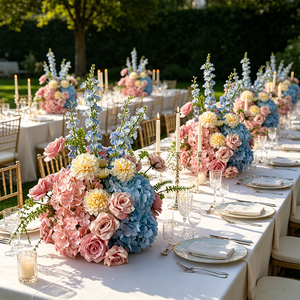 Blush Blue Hydrangea Larkspur Silk Floral Kit Wedding Backdrop & <b>Table</b> Flower Decor - Product Image 2