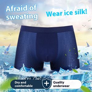 Men's Mid-Rise Boxers Quick-Dry Mesh Ice Silk Breathable and Thin Underwear Plus Size ODM Supply - Product Image 2