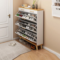 Meuble d'Entrée Fin 4 Étages pour Chaussures, Rangement d'Organisation pour Maison, en Bois