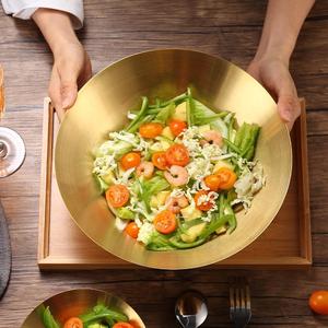 Stainless Steel Salad Bowl Gold 18cm Dishwasher Safe Party Serving Bowl - Product Image 1
