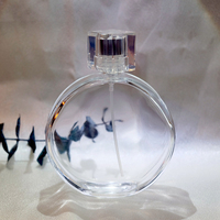 Flacon de parfum en verre fantaisie avec bouchon en cristal, forme ronde, avec pulvérisateur à baïonnette ou diffuseur de parfum/cosmétique/arôme à bâtonnets 50ml 100ml