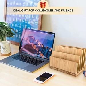 Wooden Desktop <b>File</b> Rack Rectangle Multipurpose Office Organizer Standing Type For Books Notebooks Tablet <b>Storage</b> - Product Image 4