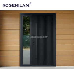 Puertas de Entrada Modernas Rogenilan con Diseño Geométrico Triangular 3D, Puertas Exteriores de Seguridad de Aluminio Fundido para Hogares - Product Image 4