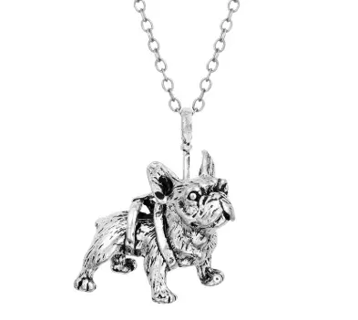 New Brand French Bulldog Rings 3D Pendant Vintage Necklace Animal Wrap Dog Ring Adjustable Finger 3D Jewelry Set gift