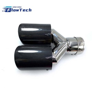 Embout d'échappement universel pour voiture de 89 mm en acier inoxydable avec couvercle d'entrée en fibre de carbone pour la modification et la décoration des véhicules - Product Image 1