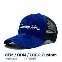 Casquette Trucker Unisexe 5 Panneaux Personnalisée Broderie en Gros Bleu Royal Premium Maille Respirante Tissu Polyester Fermeture Snapback Dos Courbé