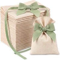 Sac cadeau en lin écologique avec cordon de serrage et nœud en ruban pour bonbons, café, graines, bijoux, emballage en vrac pour petites entreprises