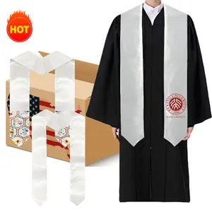 Manufacturer wholesale Adult & Youth sizes 60,72 inch100% Polyester Blank Sublimation Graduation Stole For Heat Press Printing