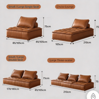 Canapé rétro Piedmont en cuir huilé, canapé modulaire à blocs combinables, inclinable et convertible pour salon moderne