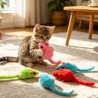 Jouet à mâcher en peluche simple pour chat, design souris, fourrure, directement de l'usine, pour chats 2024