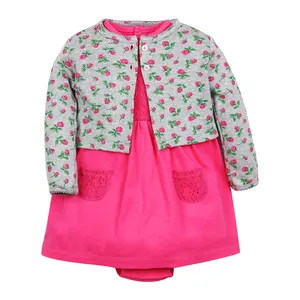 높은 품질 신생아 아기 소녀 캐주얼 드레스 의류 세트 도매 코튼 아기 스커트 bodysuit romper 의류 세트