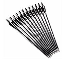 Ensemble complet de flèches de tir à l'arc avec plumes noires, flèches en fibre de verre haute précision pour la pratique de la chasse avec arc classique et arc à poulies