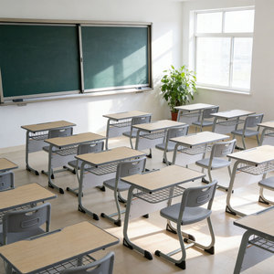 Set Economico di Scrivania e Sedia in Legno per Studenti con Pannello Frontale per Scuole Indonesiane di Livello Superiore, Medio e Elementare - Product Image 2