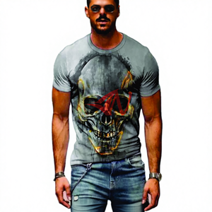 Oferta de Verano: Camiseta Casual con Estampado Integral de Calaveras, Alta Calidad, Venta al Por Mayor, Corte Holgado, 180 Gramos, Tejido 100% Poliéster - Product Image 4