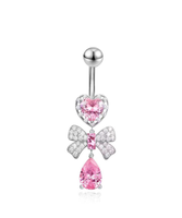 HGC 316L Nouveauté : Piercing de nombril style barre avec pendentif, plaqué PVD, bijou de piercing nœud papillon