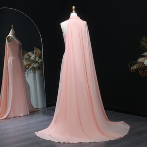 Sharon Said SF156 粉色褶皱鱼尾晚礼服，带飘逸披肩，适合女士婚礼、阿拉伯舞会礼服，无现货 - Product Image 6