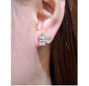 Pendientes de Diamantes Cultivados en Laboratorio con Certificación IGI, Corte Princesa Ovalado, 6CT, Oro Sólido de 14K, Regalo de Lujo para Ella - Product Image 2