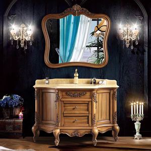 Oak bathroom cabinet marble countertop luxury washbasin custom washbasin cabinet - Product Image 3