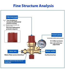 Regulador de presión de agua ajustable sin plomo de latón de presión de agua de alta calidad con manómetro - Product Image 6