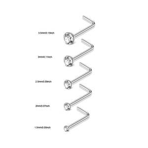 맞춤 도매 코 반지 여자 남자 사각 라운드 CZ 코 반지 Labret 코 피어싱 보석 1.5mm-2mm-2.5mm-3mm-3.5mm CZ - Product Image 5