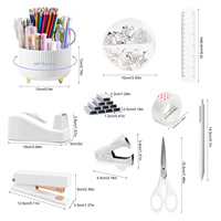 Ensemble de papeterie de bureau le plus vendu pour le marché international : porte-stylos rotatif, support de ruban adhésif de bureau, décloucheur
