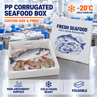 Boîte à fruits de mer pliable en plastique ondulé PP, taille et impression personnalisées, avec couvercle séparé pour l'emballage du poisson et des crevettes
