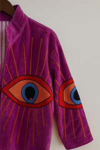 Chaqueta Étnica de Terciopelo Suzani con Bordado a Mano de Ojo Turco, Chaqueta Acolchada para Festivales, Ropa Casual de Invierno para Combinar - Product Image 5