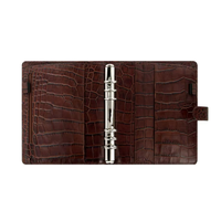 Protège-cahier A5 de luxe en similicuir croco, sur mesure, à 6 anneaux, avec spirale, ligné/ quadrillé, 80 feuilles, pour une écriture facile