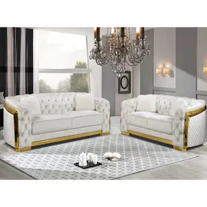Conjunto de sofá de tela de terciopelo clásico de diseño italiano NOVA, sofá de Metal de lujo, patas, muebles de sala de estar, sofá, consola