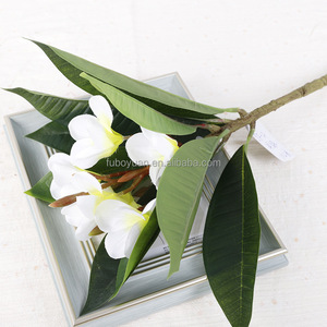 LF021 Branches de fleurs artificielles de haute qualité à 9 feuilles, Plumeria Rubra Frangipani en soie, pour la décoration de table, bureau, maison, hôtel, vase - Product Image 3
