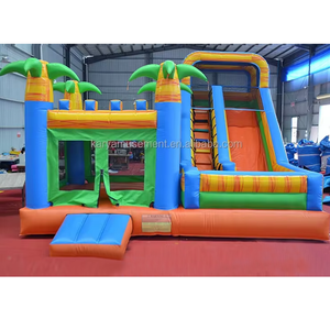 Thương mại cổ điển màu xanh và màu vàng Nhà bị trả lại <span class=keywords><strong>Inflatable</strong></span> lâu đài <span class=keywords><strong>bouncy</strong></span> với trượt trong kho để bán - Product Image 3