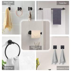 Juego de Accesorios de Baño de Acero Inoxidable con Acabado de Latón Cepillado, Montado en la Pared, Toallero, Anillos, Ganchos, Diseño Minimalista - Product Image 4