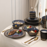 Vente en gros de vaisselle bon marché service de vaisselle en céramique Chine ensembles de vaisselle en grès sûr stocké assiettes à dîner rondes