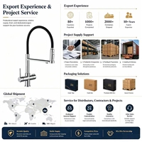 Robinet de cuisine en laiton à 3/4/5 voies avec filtre à eau, finition polie, mélangeur eau chaude et froide pour cuisine/hôtel – Approvisionnement direct usine