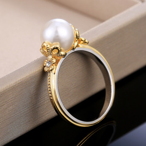 Pearl Look Ring for Women Elegant Proposal Wedding Fashion Party Finger Accessory Gift - Product Image 4