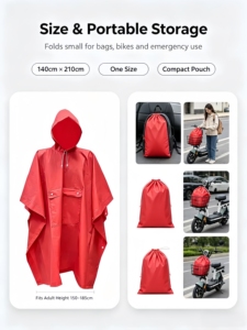 Outdoor Waterproof Multi-functional Three-in-one Reflective Strip Raincoat For Hiking / Climbing / Camping PUWindproof - Product Image 3