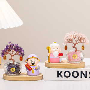 <b>Crystal</b> <b>Tree</b> Figurine Resin Doll Office Decoration Cartoon Print Business Gift Collection Item - Product Image 2