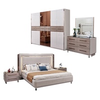 Ensemble de meubles de chambre à coucher modernes King Size, lit double avec cadre en bois, ensemble complet de luxe pour chambre principale, pour maison et appartement