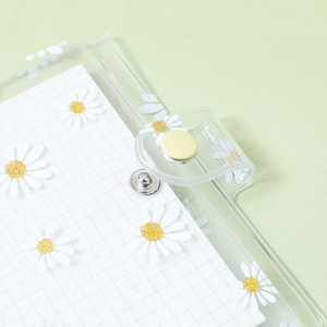 Cute 15*15cm Square Transparent Daisy <strong>Journal</strong> Budget Notebook Planner Clear PVC A7 6 Ring Binder for Girls - Product Image 5