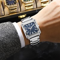 Montre à quartz pour homme Poedagar 870, cadran carré, montre de luxe, étanche, lumineuse, en acier inoxydable, montre pour homme, montre homme
