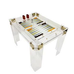 Table de jeu de société carrée de luxe de style italien pour <span class=keywords><strong>Tic</strong></span> Tac Toe et Backgammon, divertissement familial personnalisé - Product Image 2
