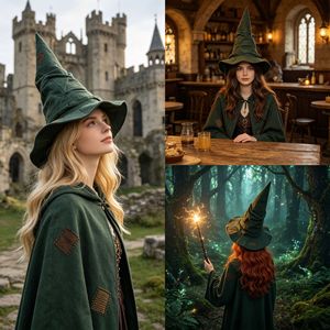 Chapeau de sorcière d'Halloween, taille unique, en polyester, forme conique, accessoire de costume de fête - Product Image 1