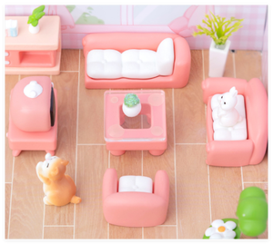 خزانة تلفزيون ثلاثية الأبعاد وردية اللون ، تلفزيون Teapoy ، ألعاب أطفال حديثة تصنعها بنفسك ، شخصيات حديقة ، أثاث منزل دمى مصغر - Product Image 4