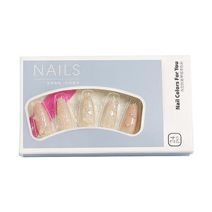 <span class=keywords><strong>Faux</strong></span> ongles papillon nude beige en ABS, peints à la main, motif floral, élégants pour le nail art - Product Image 5