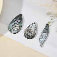 Coque noire sculptée goutte d'eau tahitienne noire nacre pendentif breloque pour bricolage boucles d'oreilles collier accessoires