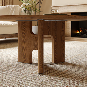 Modern Durable Decorative Round Ash Wood Veneer <b>Coffee</b> <b>Table</b> for Small Living Room - Product Image 5