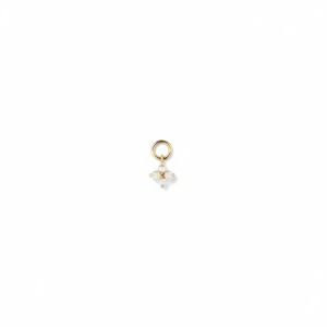 Pendientes de Aro Huggie Tradicionales y Modernos con Perlas Agrupadas Religiosas, Chapados en Oro y Rodio con Diamantes Geométricos para Bodas - Product Image 1